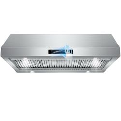 48 inch Under Cabinet Range Hood, 1500 CFM Stainless Steel Stove Vent Hoods 4-Speed Gesture Sensing & Touch Control, 4 LED Lights, Time Setting, Dishw