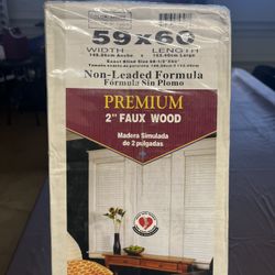 59x60 White Faux Wood Blinds