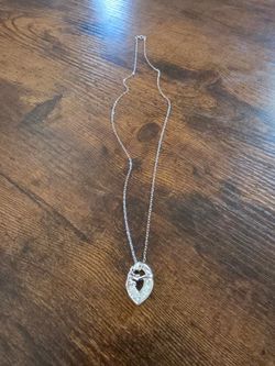 Silver Mother and Child Heart Pendant Necklace with Crystal Accents