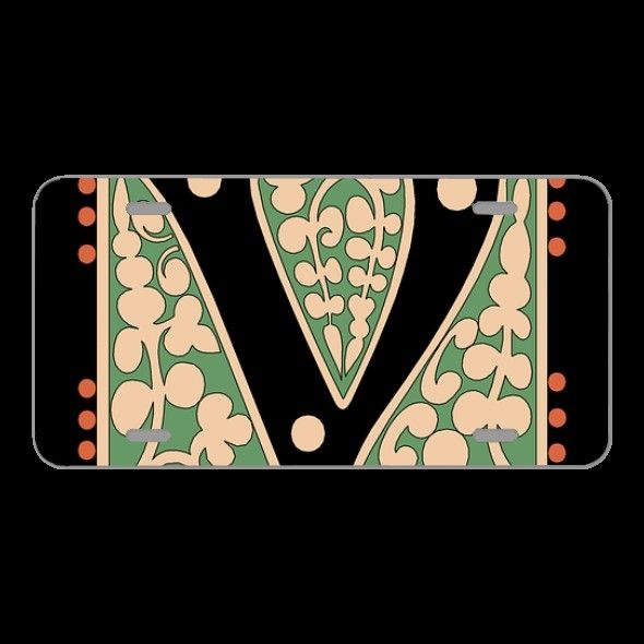 License Plate Novelty Car Front V Alphabet Vintage Letter Old