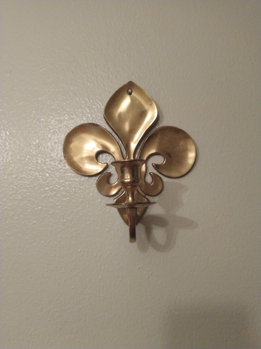 Brass Fleur-de-lis Candle Holders (2)