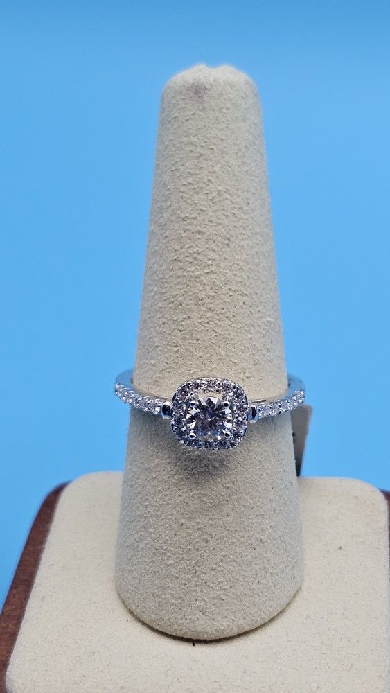 💎 Moissanite Halo Ring – Size 9 – S925 Sterling Silver – 1.00ctw 💎