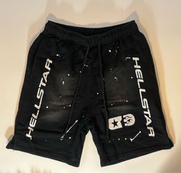 Black Hellstar - studios logo print shorts