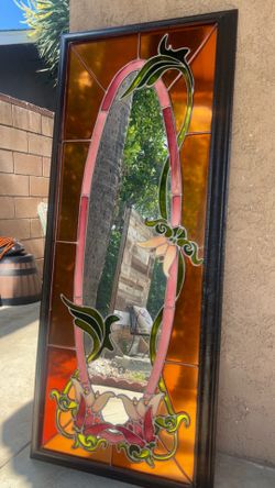vintage stained glass mirror | floral | stained glass | mirror