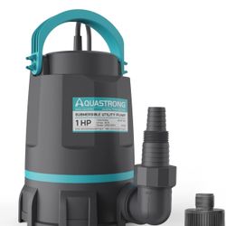 Aquastrong Sump Pump 1 HP 4500 GPH Submersible Water Pump Thermoplastic Portable Utility Pump High Flow Water Removal for Swimming Pool Garden Pond Ba