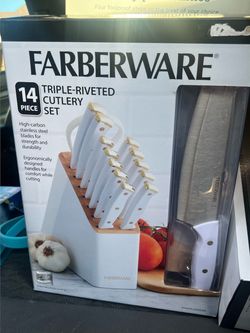 Farberware 14-piece white-and-gold knife set