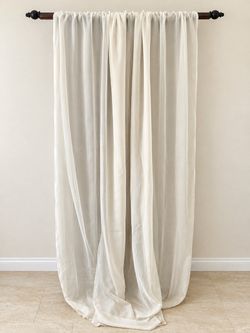Two 84 inch Ivory Sheer Curtain Panels with Rods + Matching Fabric Swag – $25