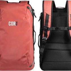 COR Surf Travel Backpack | Flight Approved Carry On Laptop Backpack with Secret Passport Pockets | The Island Hopper (38L, Lava Red) 