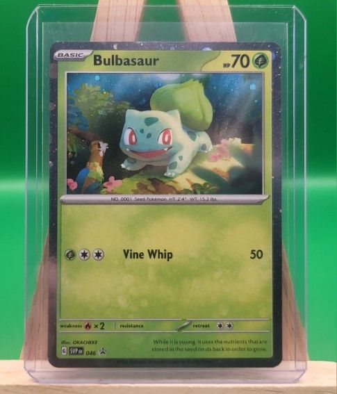 Bulbasaur 046 English 151 Cosmos Holo Black Star Promo Pokemon Card, FP, NM [Holo Swirl]