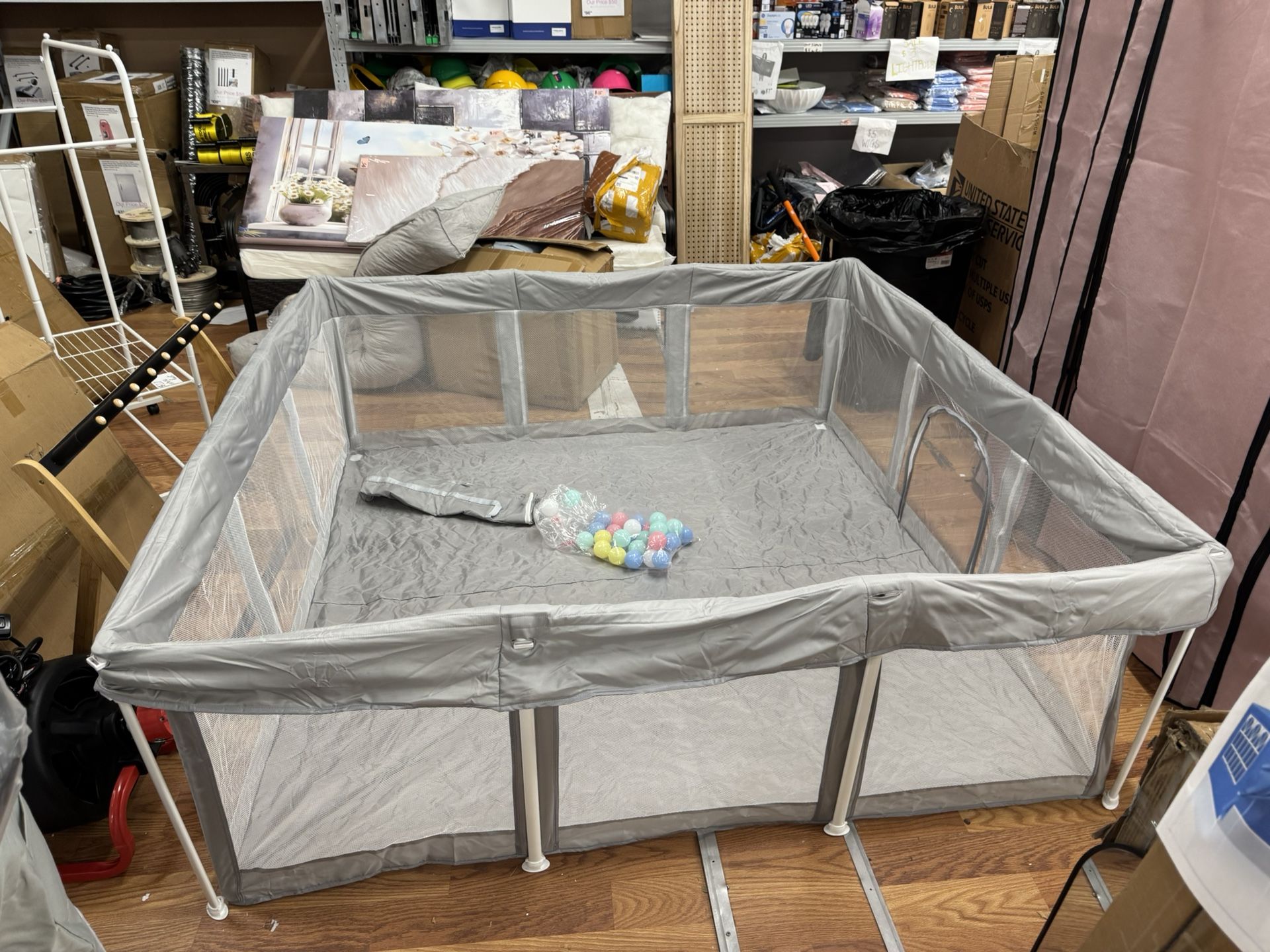 Collapsible baby toy pen 73”x76”x26” $40