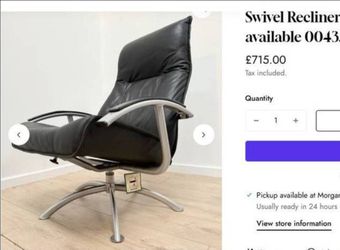 Modern Danish “KEBE” black leather Swivel recliner Made in Demark