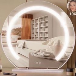 Vanity Mirror with Lights,Round Light Up Makeup Mirror for Dressing Table, Desk, Bathroom, Bedroom Touch Screen Control, 3 Colors Dimmable LED Table M