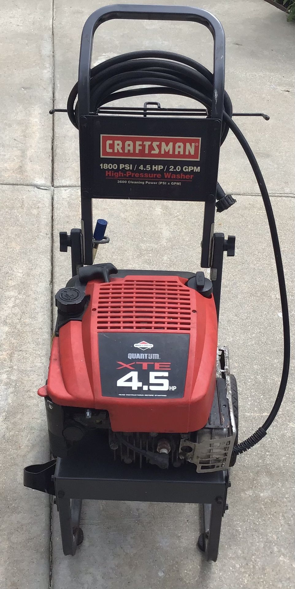 Fully Functional Pressure Washer | 1800 PSI | 2.0 GPM | 4.5 HP Briggs and Stratton Engine | Power Washer | Craftsman Gas |