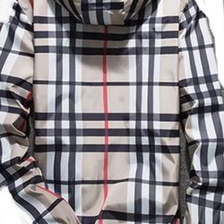 Men’s hoodie jacket beige black and red stripes sizeM L/xl