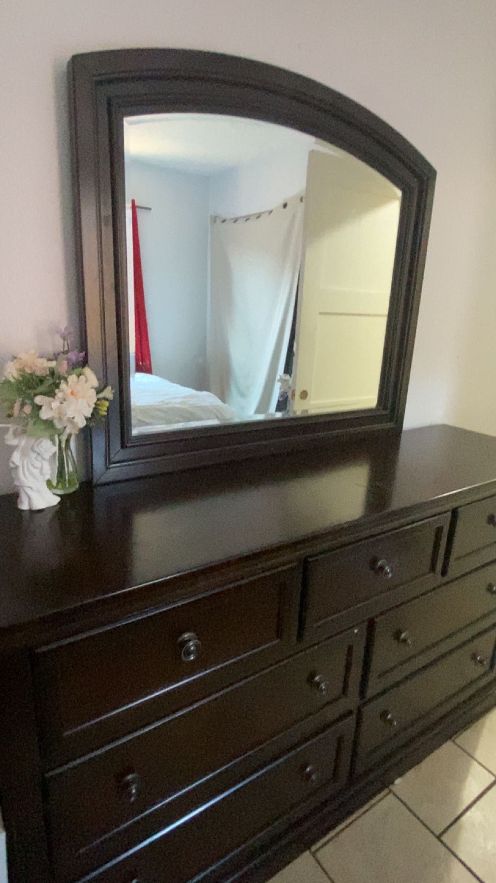 Dark Wood Dresser with Mirror