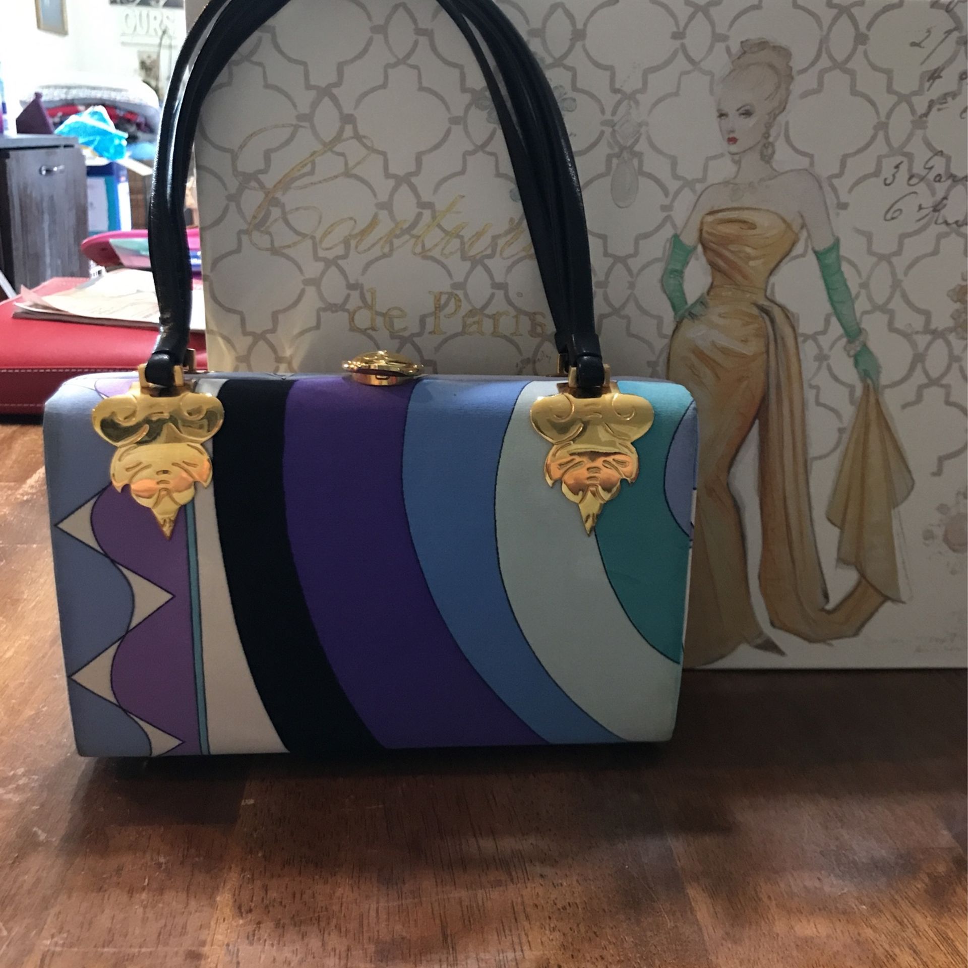 “Gorgeous “Emilio Puccini Vintage Original Handbag Signed Bag Purse Clutch