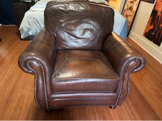 Brown leather sofa chair