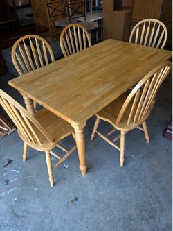 Solid wood dining table and chairs