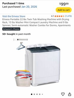 Portable Twin Tub Washing Machine - Like New!