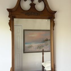 Antique Pre-war Kling Brand Mahogany Antique Beveled Mirror 47” X 25” 