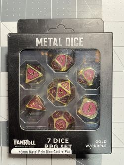 NEW! 7 RPG Metal Dice Gold And Purple