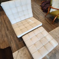 Modern Leather Chair And Ottoman 