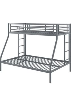 Gray Metal Twin over Full Bunk Bed Frame