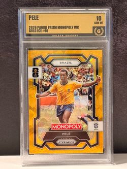 Pele 2026 Prizm Monopoly Gold Ice #16 Golden Grading 10 Gem Mint