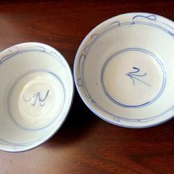 Vintage/Antique Chinese Porcelain Rice Soup Bowl, Hand Painted Under Glaze