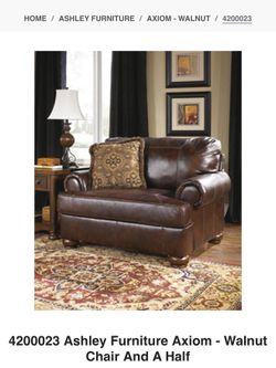 Ashley Furniture chair and a half brown, leather, axiom collection Oversized Accent Chair