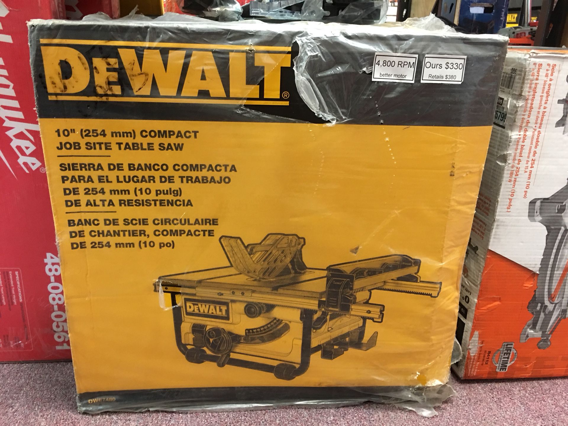 New Dewalt 10” Jobsite Table Saw. DWE7480
