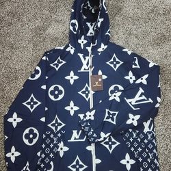 Louis Vuitton Blue Full Print Classic Hooded Jacket