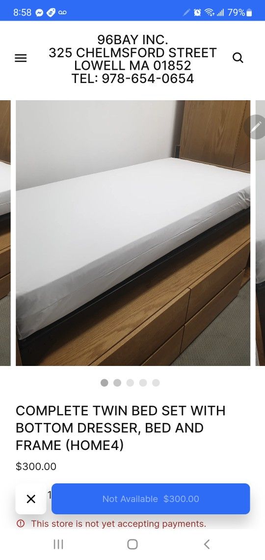 COMPLETE TWIN BED SET WITH BOTTOM DRESSER, BED AND FRAME (HOME4)