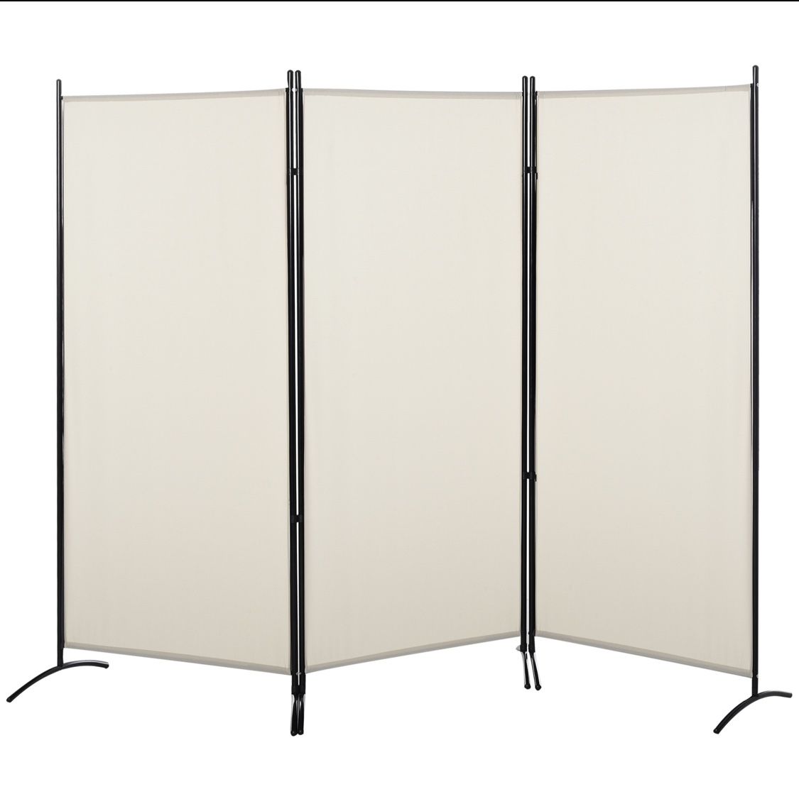HOMCOM 3-Panel Folding Screen Room Divider Privacy Separator Partition for Indoor Bedroom Office, Outdoor Patio 100" x 72" Beige