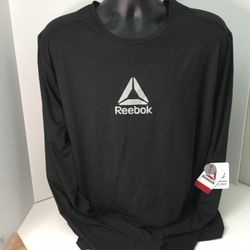 New Mens 2XL Reebok Black Athletic LS Shirt