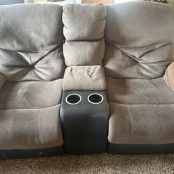 double Brown Sofa Recliner