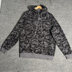 Under Armour Hoodie Men’s Large Black/Grey Camo Rival Fleece Athleisure Casual
