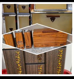 Vintage kitchen canisters bread box foil box