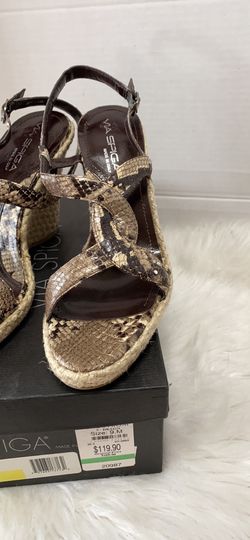 Via Spiga Drago Espadrille Wedge Ankle Strap Python Snake skin Sandal size 9 M