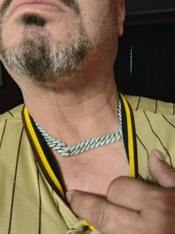 Silver TITANIUM cuban link 20 inch iced chain with matching bracelet