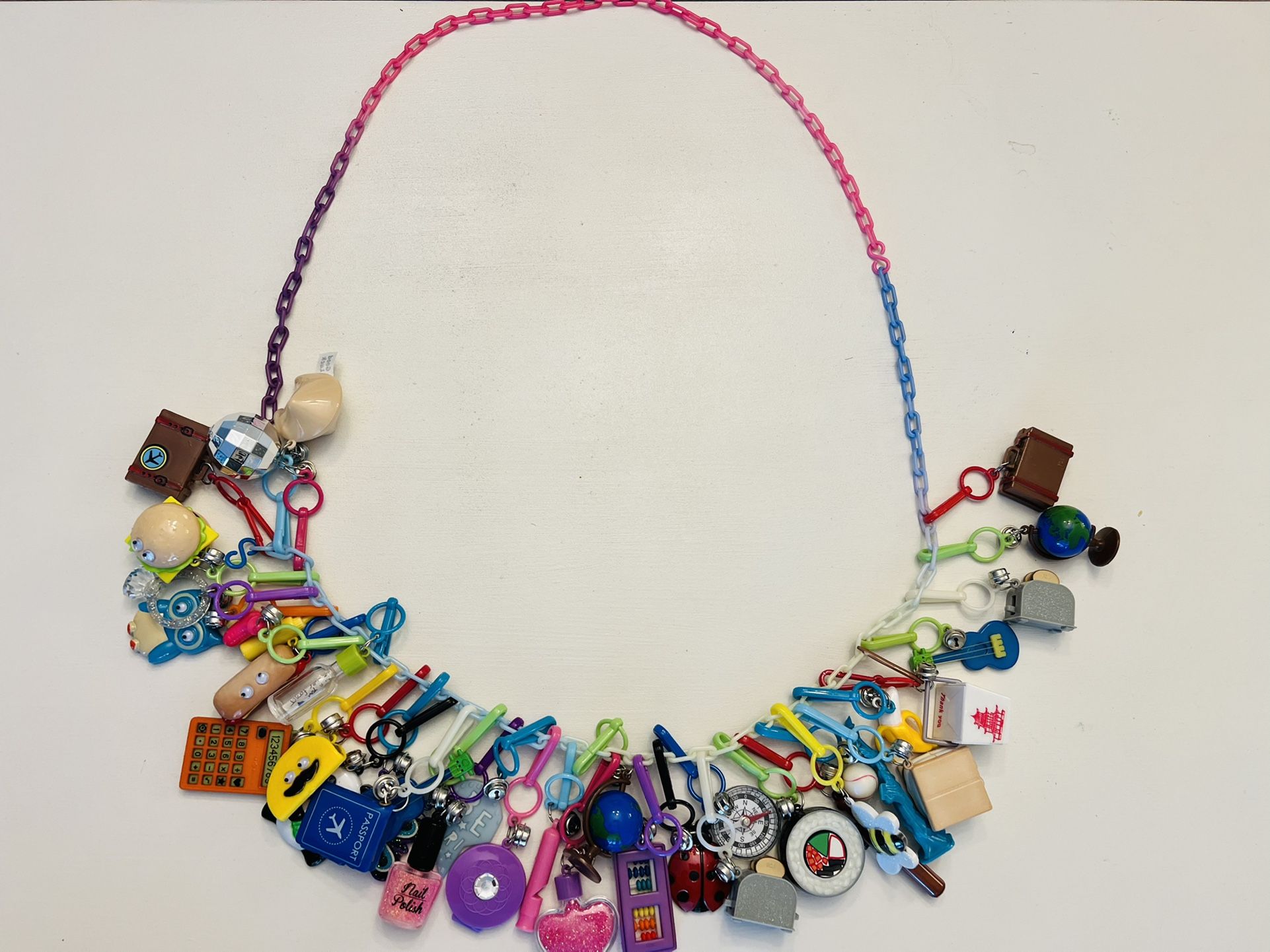 80’s Retro Plastic Charm Necklace 36 Charms