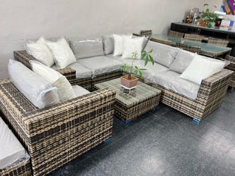 Outdoor Wicker Sectional Sofa Set with Coffee Table free delivery 🚚