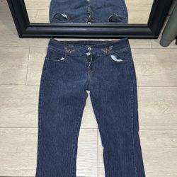 Y2K 2000s Women’s 17/18 Butterfly All Over Print Flared Denim Jeans