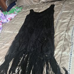 1930's xxl Black Sequin Dress