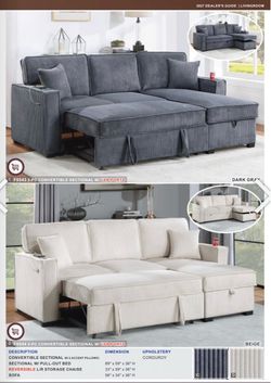 $380 . 2-P Convertible Sectional Sleeper Sofa W/ Cupholder Sofa Storage & USB Ports 89”x 59”X36”H