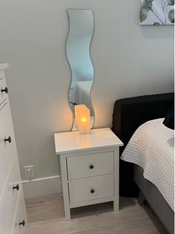 Two unit IKEA HEMNES white drawer night stand with free mirrors and lamps
