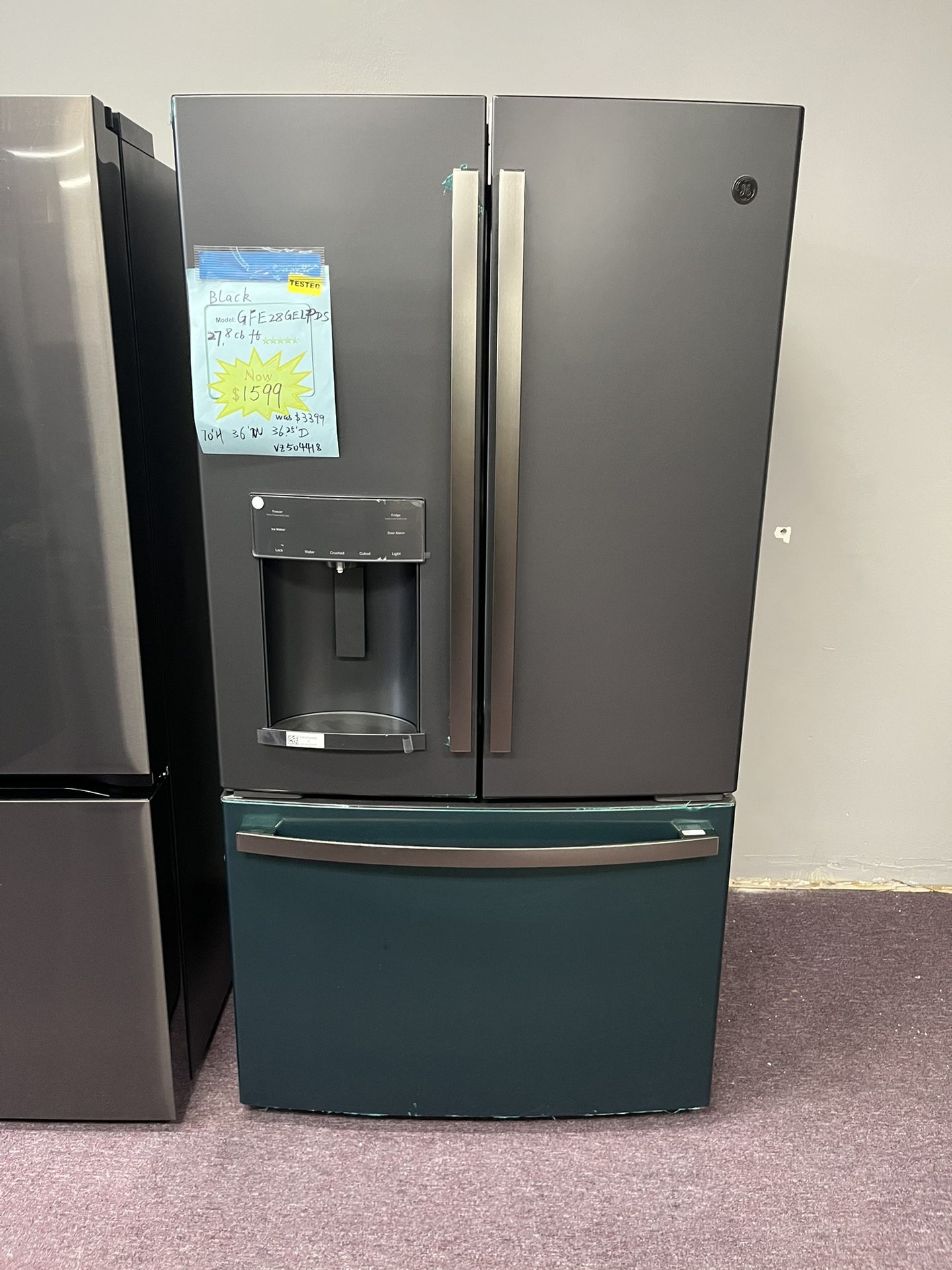 Refrigerator, GE New Open Box 36” French Door Fridge 