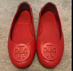 Tory Burch Minnie Red Leather Ballet Flats – Size 7.5