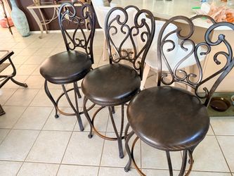 PRICE IS VARY  $50-$150 Barstools gray tan brown blue upholstered leather
