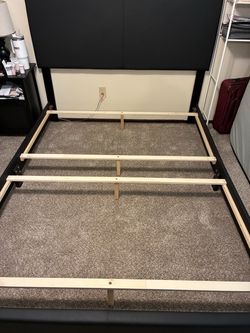 Upholstered platform bed.